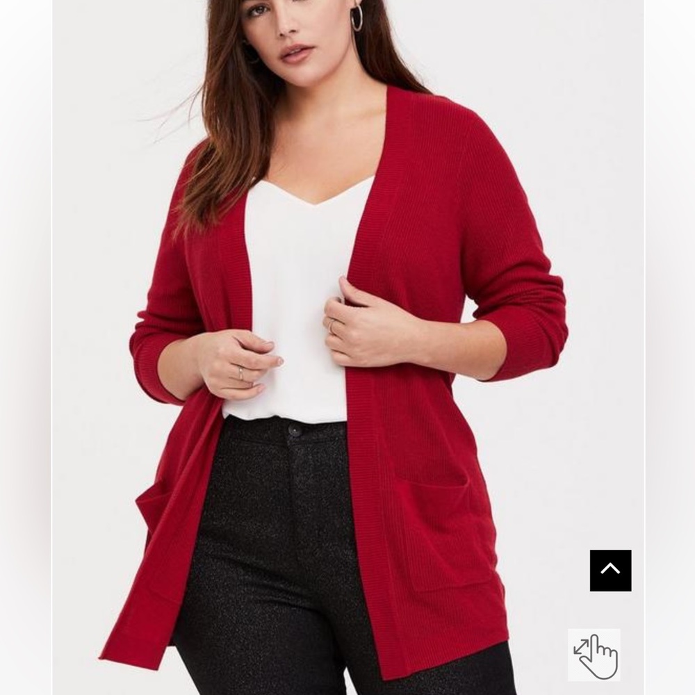 Torrid red ribbed open front cardigan sweater size 1